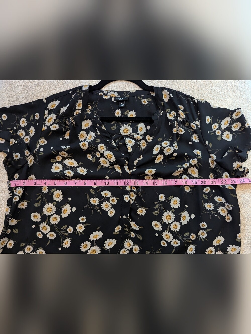 $20 Torrid Plus Size L/12 Harper Black Daisy Floral Chiffon Pullover Blouse Top - Picture 4 of 5